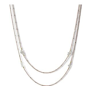 Rebecca Scott Herkimer Diamond Long Cluster Necklace in Rose Gold